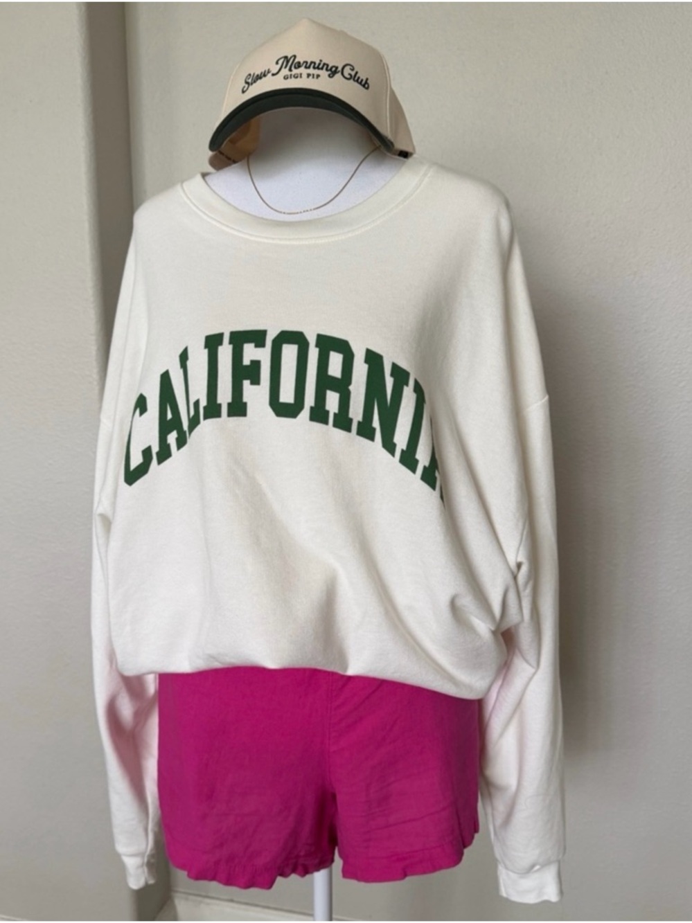 100% Cotton - Urban Daizy -  'California' Arch Logo Sweatshirt with Green Print